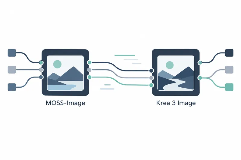 A horizontal conceptual illustration on a white background connects navy and blue-gray image nodes with a teal line, depicting expanded image model support and external service connections.